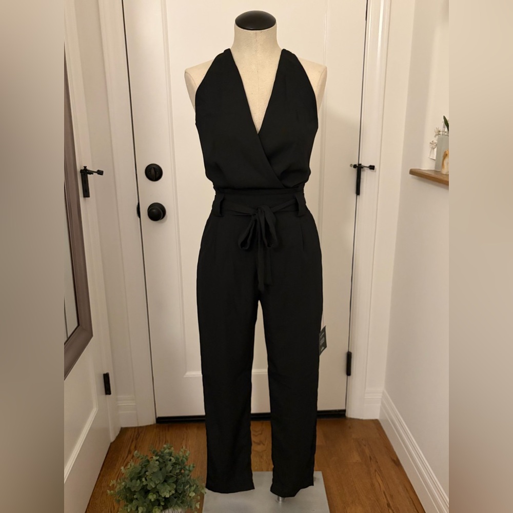 Lulu's Black Halter Tie-Waist Jumpsuit